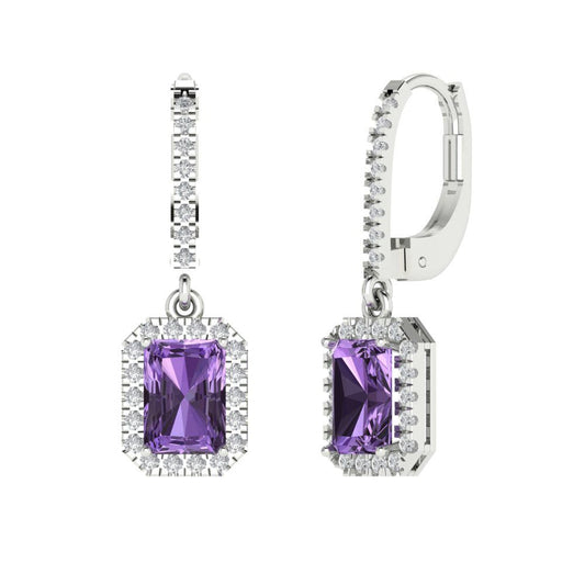 5.8072cttw Alexandrite Gold-Plated 925 Silver Lever Back Drop Dangle Earrings
