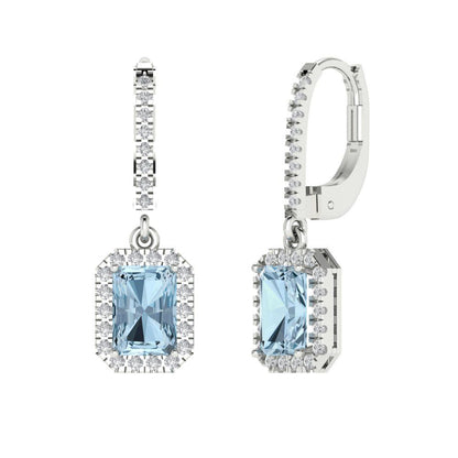 5.8072cttw Aquamarine Gold-Plated 925 Silver Lever Back Drop Dangle Earrings