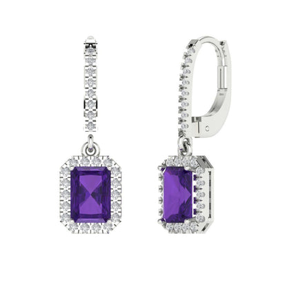 5.8072cttw Amethyst Gold-Plated 925 Silver Lever Back Drop Dangle Earrings