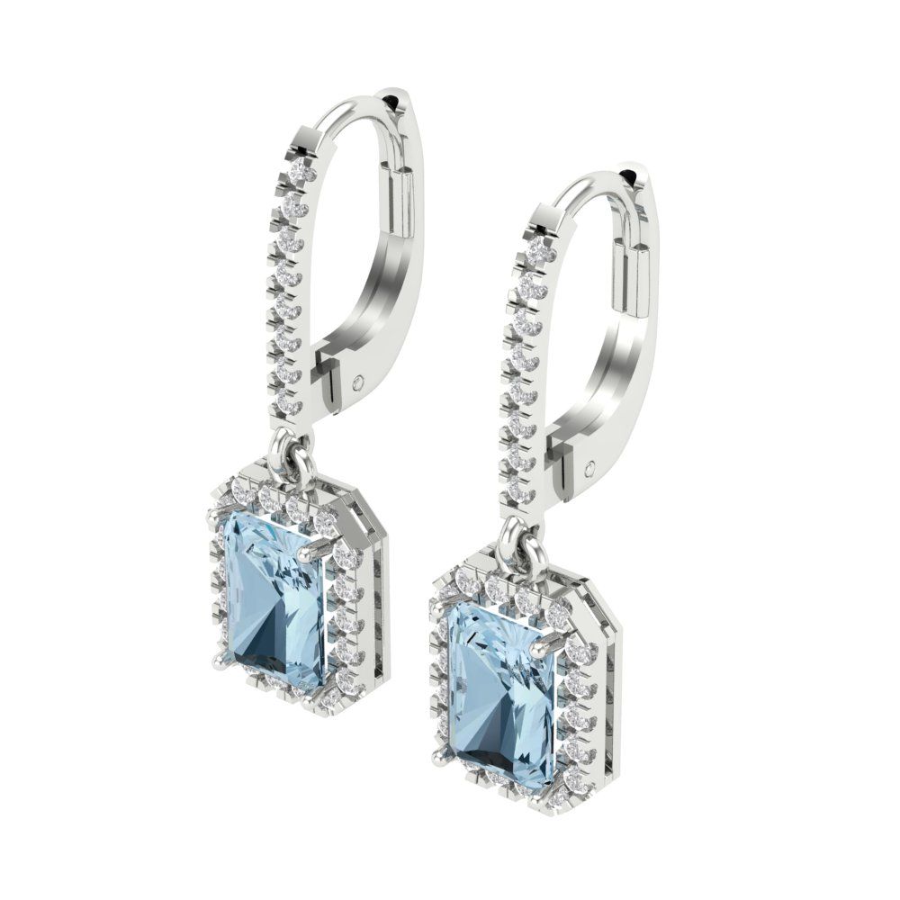 5.8072cttw Aquamarine Gold-Plated 925 Silver Lever Back Drop Dangle Earrings