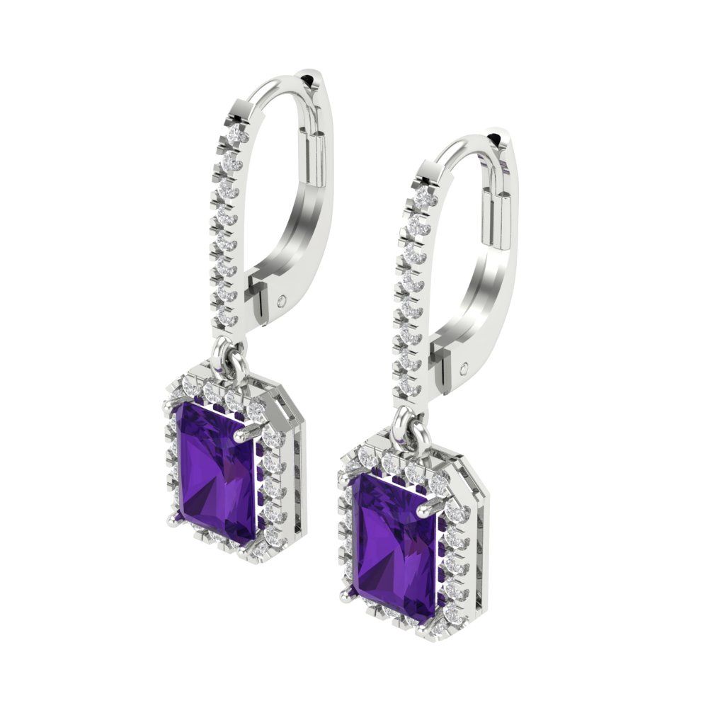 5.8072cttw Amethyst Gold-Plated 925 Silver Lever Back Drop Dangle Earrings