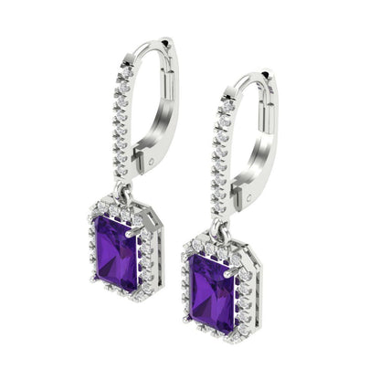 5.8072cttw Amethyst Gold-Plated 925 Silver Lever Back Drop Dangle Earrings