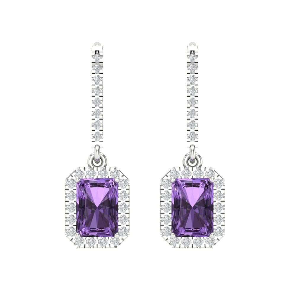 5.8072cttw Alexandrite Gold-Plated 925 Silver Lever Back Drop Dangle Earrings