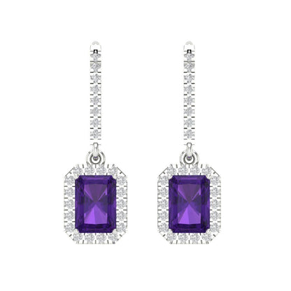 5.8072cttw Amethyst Gold-Plated 925 Silver Lever Back Drop Dangle Earrings