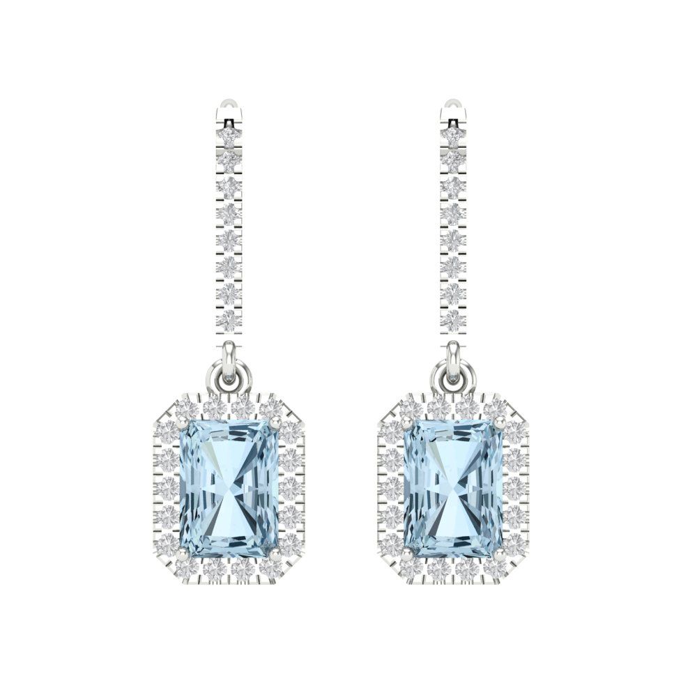 5.8072cttw Aquamarine Gold-Plated 925 Silver Lever Back Drop Dangle Earrings