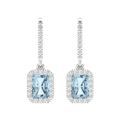 5.8072cttw Aquamarine Gold-Plated 925 Silver Lever Back Drop Dangle Earrings