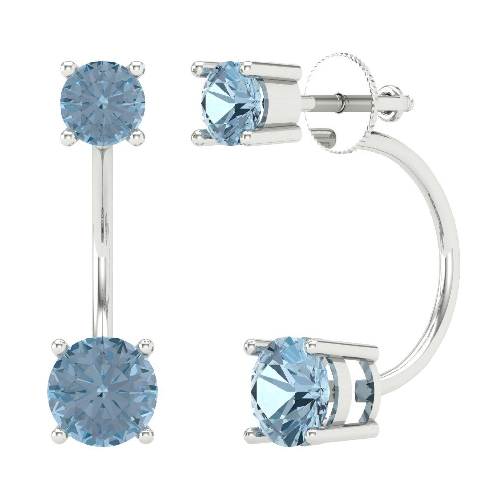 3cttw Aquamarine Gold-Plated 925 Silver Screw Back Stud Earrings