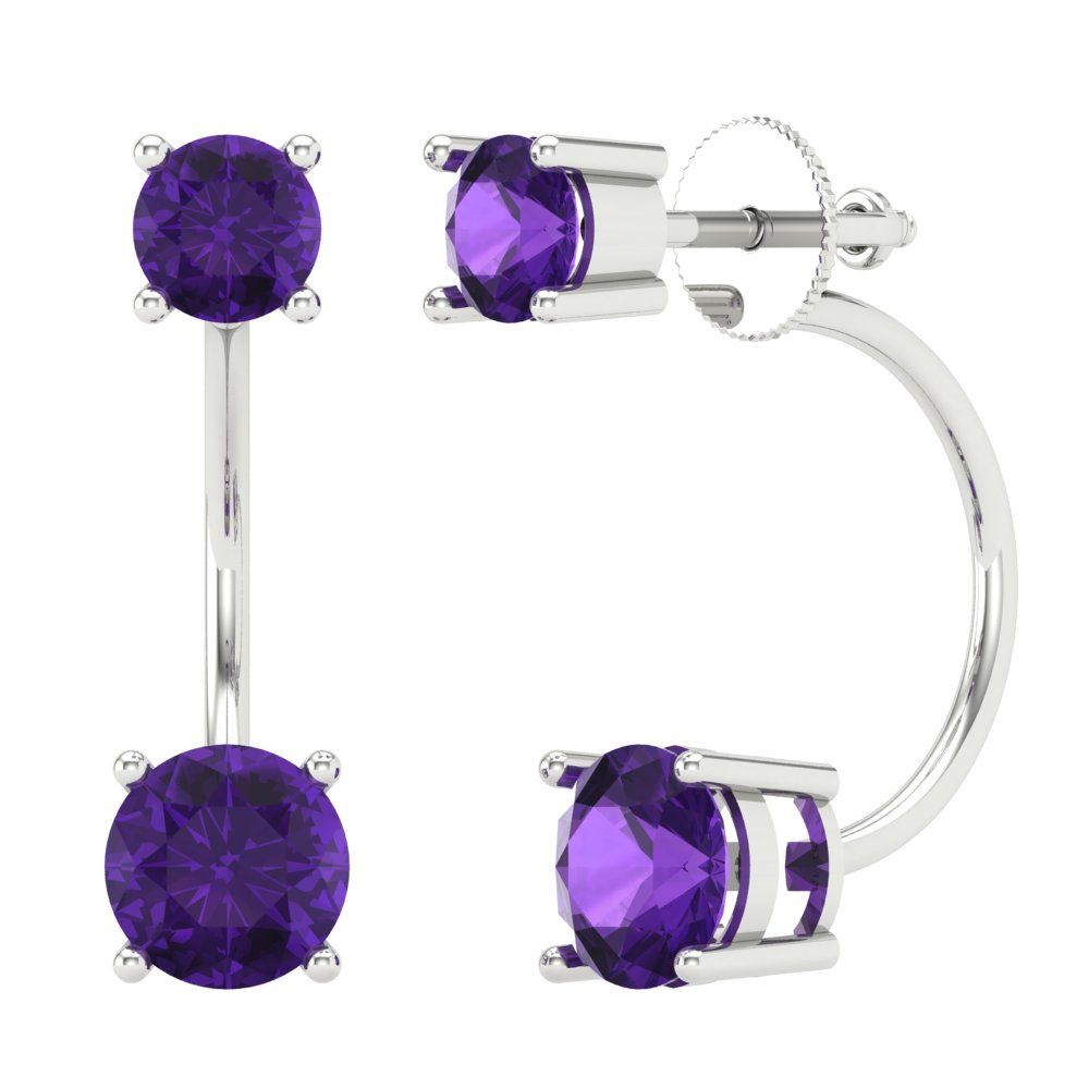 3cttw Amethyst Gold-Plated 925 Silver Screw Back Stud Earrings