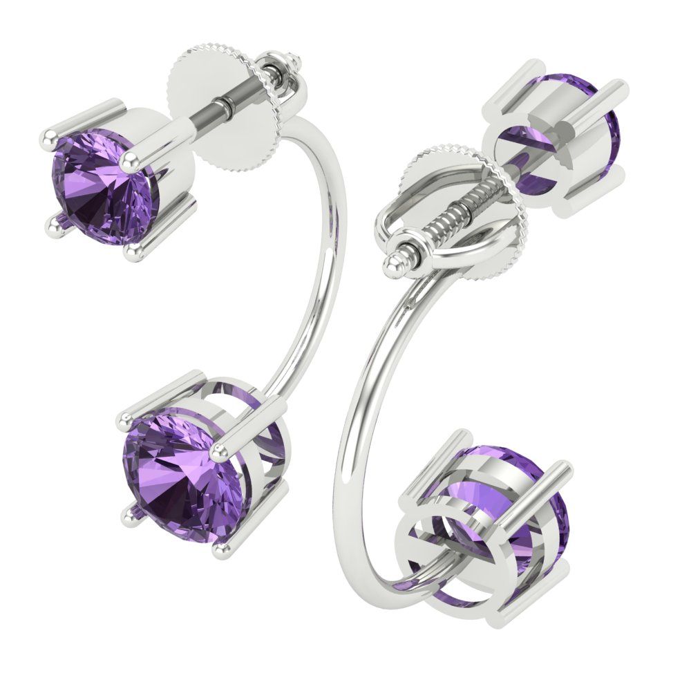 3cttw Alexandrite Gold-Plated 925 Silver Screw Back Stud Earrings