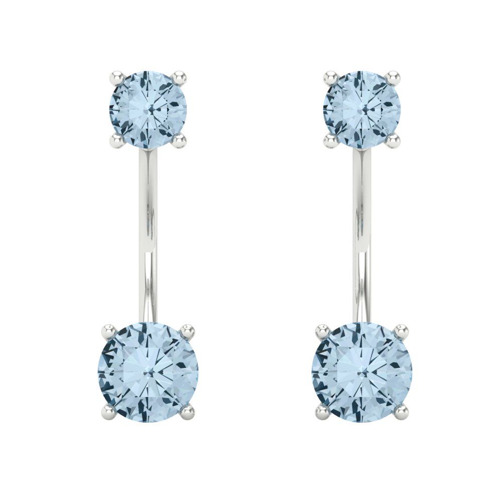 3cttw Aquamarine Gold-Plated 925 Silver Screw Back Stud Earrings