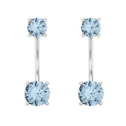 3cttw Aquamarine Gold-Plated 925 Silver Screw Back Stud Earrings