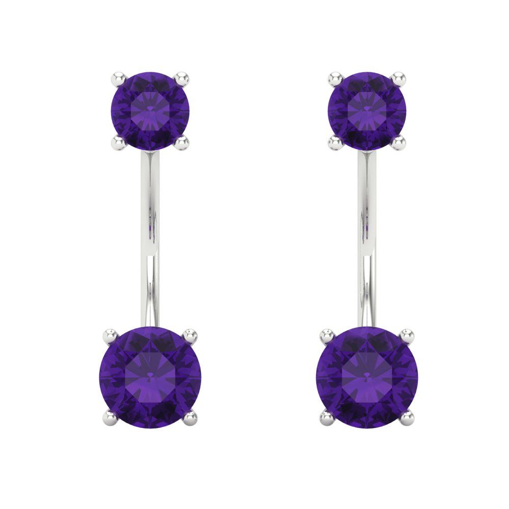 3cttw Amethyst Gold-Plated 925 Silver Screw Back Stud Earrings