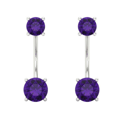 3cttw Amethyst Gold-Plated 925 Silver Screw Back Stud Earrings