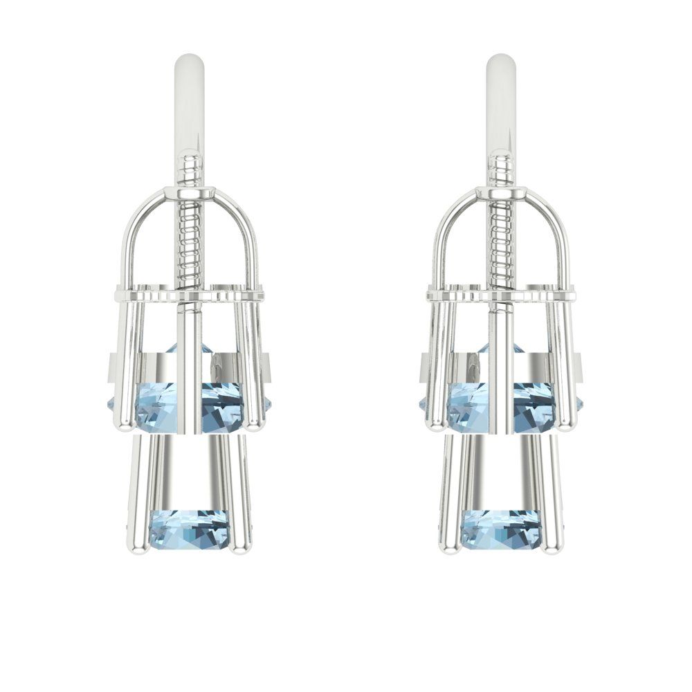 3cttw Aquamarine Gold-Plated 925 Silver Screw Back Stud Earrings