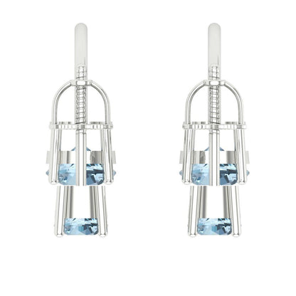 3cttw Aquamarine Gold-Plated 925 Silver Screw Back Stud Earrings