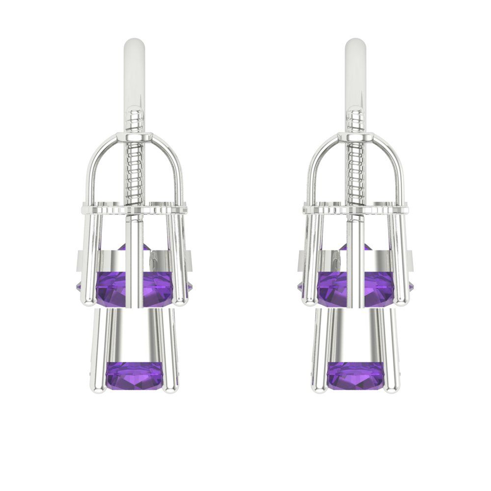 3cttw Amethyst Gold-Plated 925 Silver Screw Back Stud Earrings