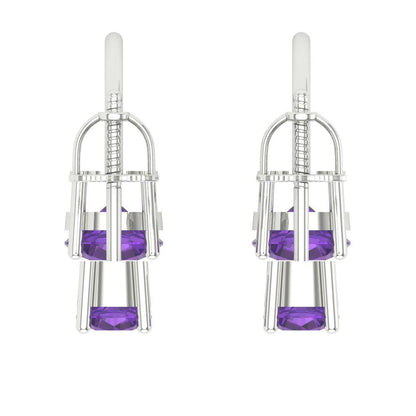 3cttw Amethyst Gold-Plated 925 Silver Screw Back Stud Earrings
