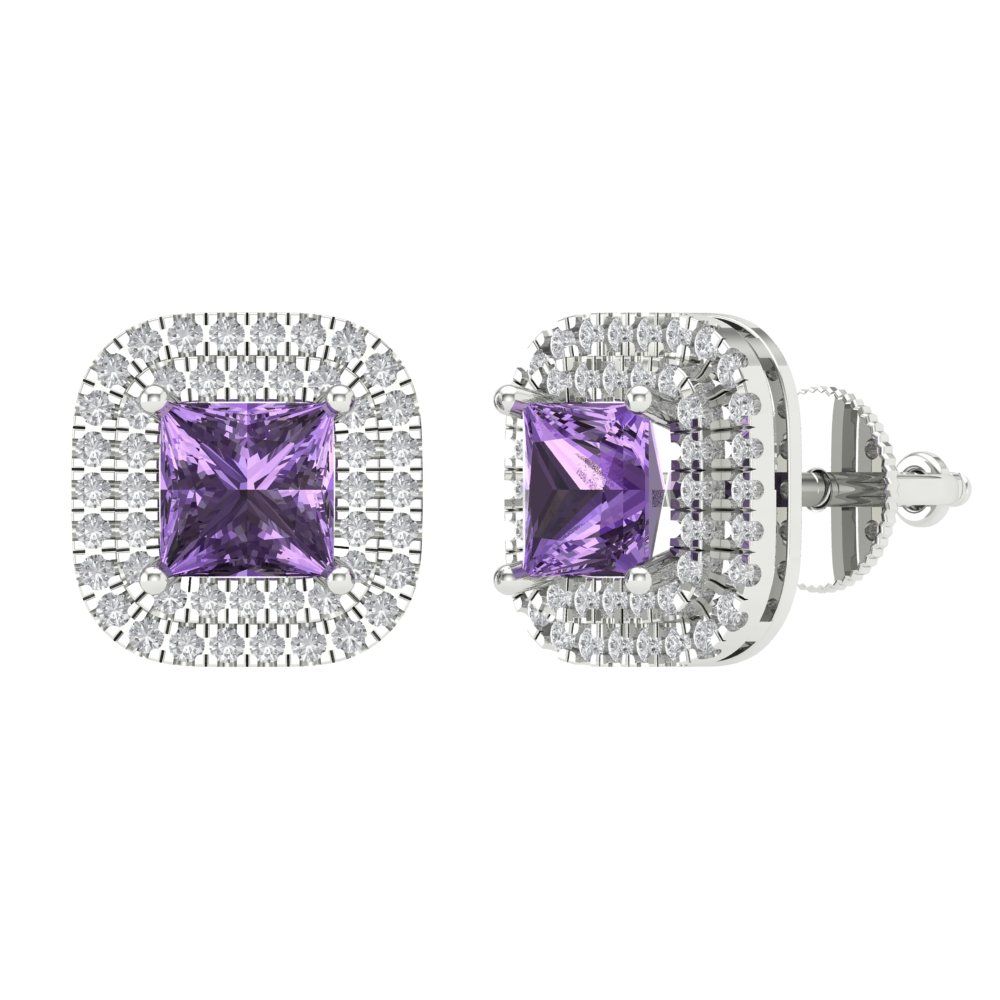 1.96cttw Alexandrite Gold-Plated 925 Silver Screw Back Stud Earrings