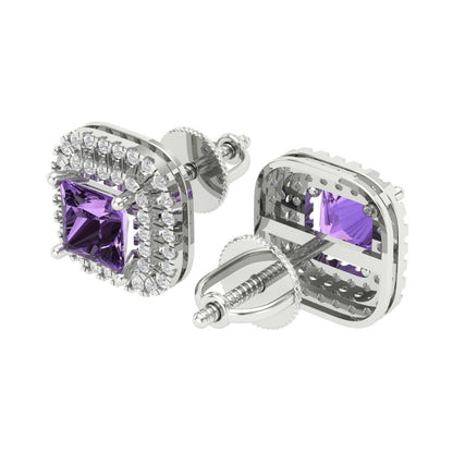1.96cttw Alexandrite Gold-Plated 925 Silver Screw Back Stud Earrings