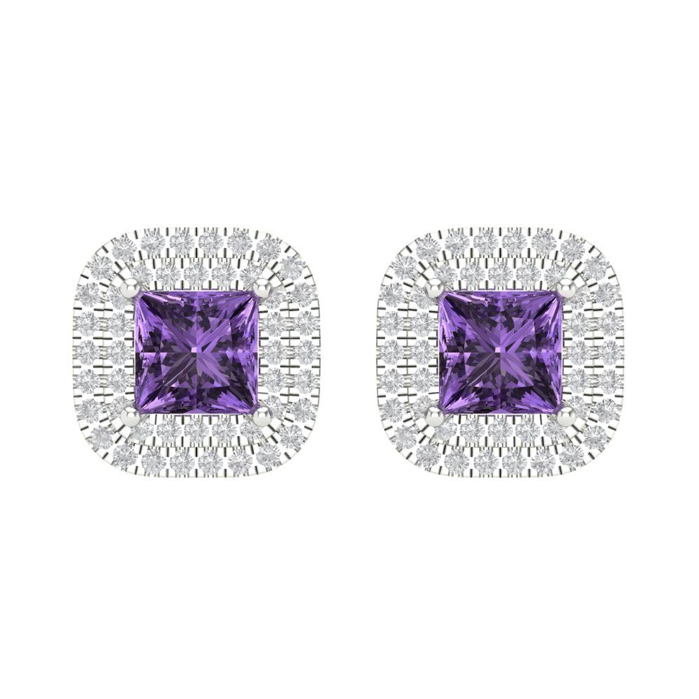 1.96cttw Alexandrite Gold-Plated 925 Silver Screw Back Stud Earrings