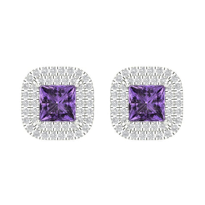 1.96cttw Alexandrite Gold-Plated 925 Silver Screw Back Stud Earrings
