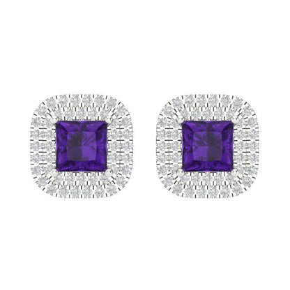 1.96cttw Amethyst Gold-Plated 925 Silver Screw Back Stud Earrings