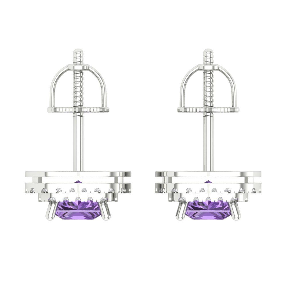 1.96cttw Alexandrite Gold-Plated 925 Silver Screw Back Stud Earrings