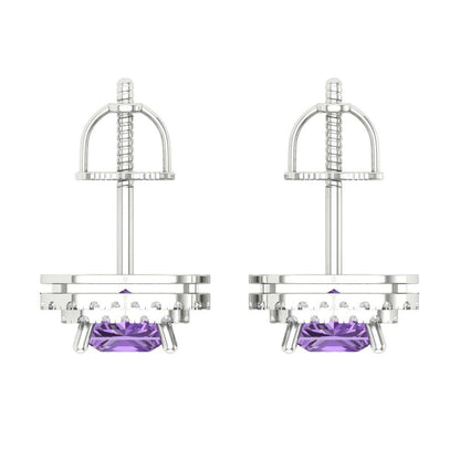 1.96cttw Alexandrite Gold-Plated 925 Silver Screw Back Stud Earrings