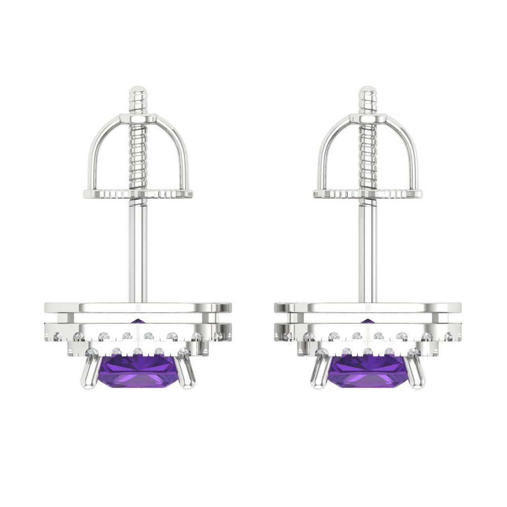 1.96cttw Amethyst Gold-Plated 925 Silver Screw Back Stud Earrings