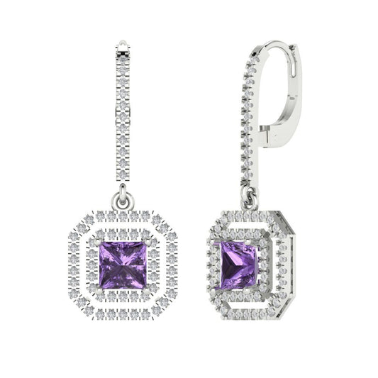 2.8174cttw Alexandrite Gold-Plated 925 Silver Lever Back Drop Dangle Earrings