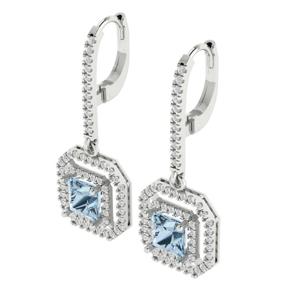 2.8174cttw Aquamarine Gold-Plated 925 Silver Lever Back Drop Dangle Earrings