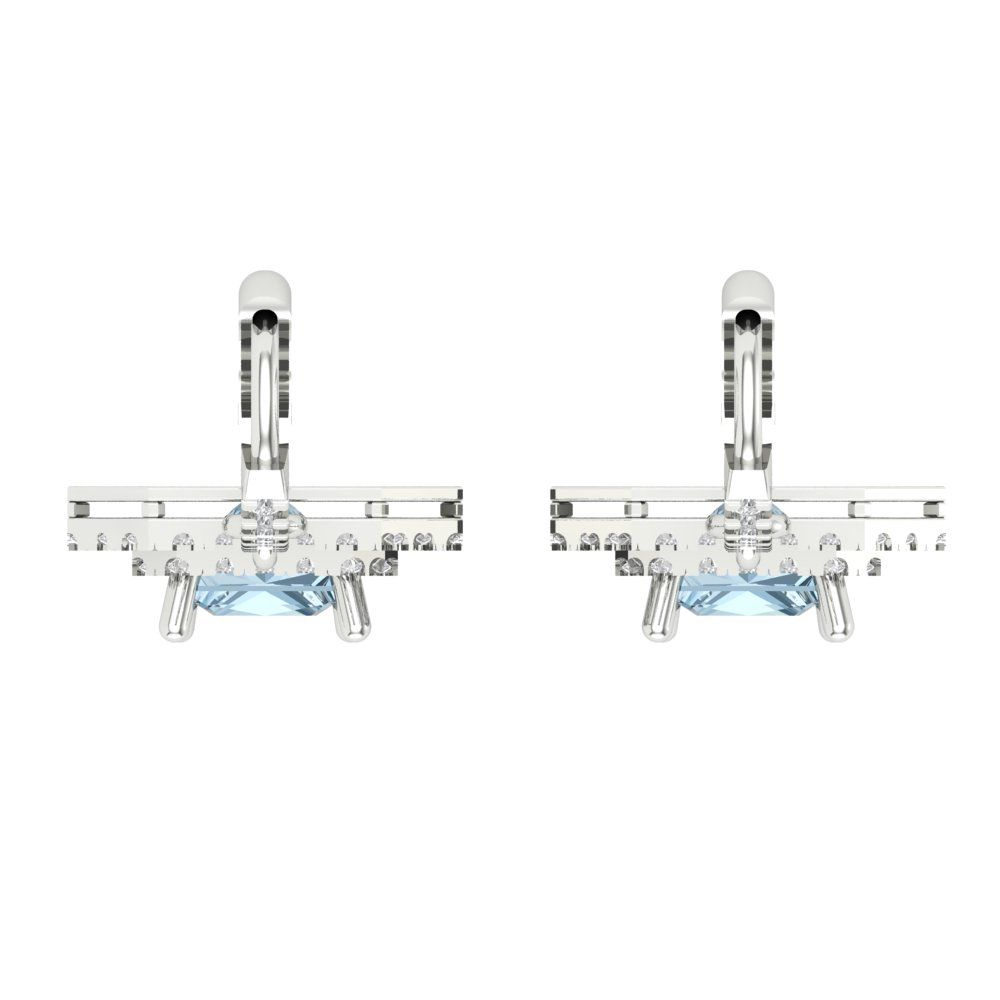 2.8174cttw Aquamarine Gold-Plated 925 Silver Lever Back Drop Dangle Earrings