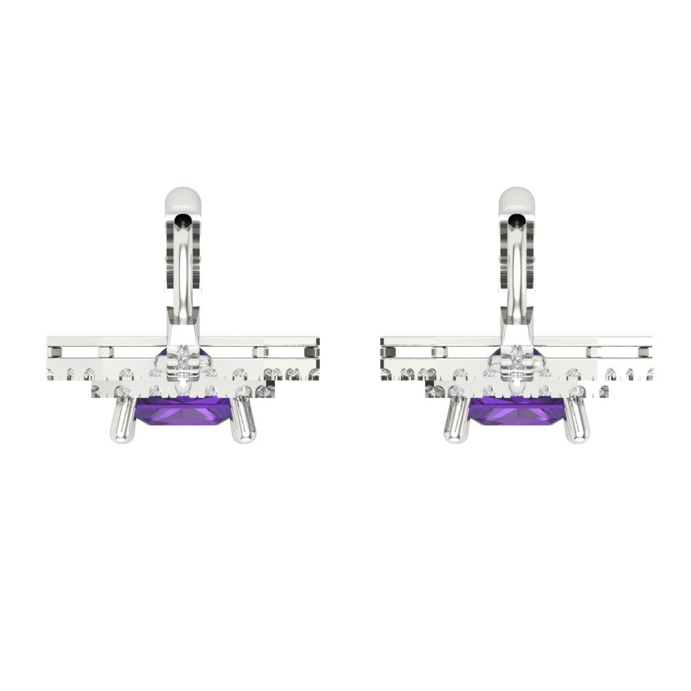 2.8174cttw Amethyst Gold-Plated 925 Silver Lever Back Drop Dangle Earrings