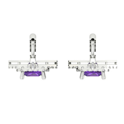 2.8174cttw Amethyst Gold-Plated 925 Silver Lever Back Drop Dangle Earrings