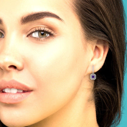 2.8174cttw Amethyst Gold-Plated 925 Silver Lever Back Drop Dangle Earrings