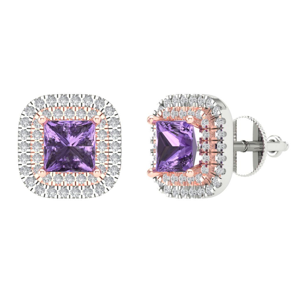 1.73cttw Alexandrite Gold-Plated 925 Silver Screw Back Stud Earrings