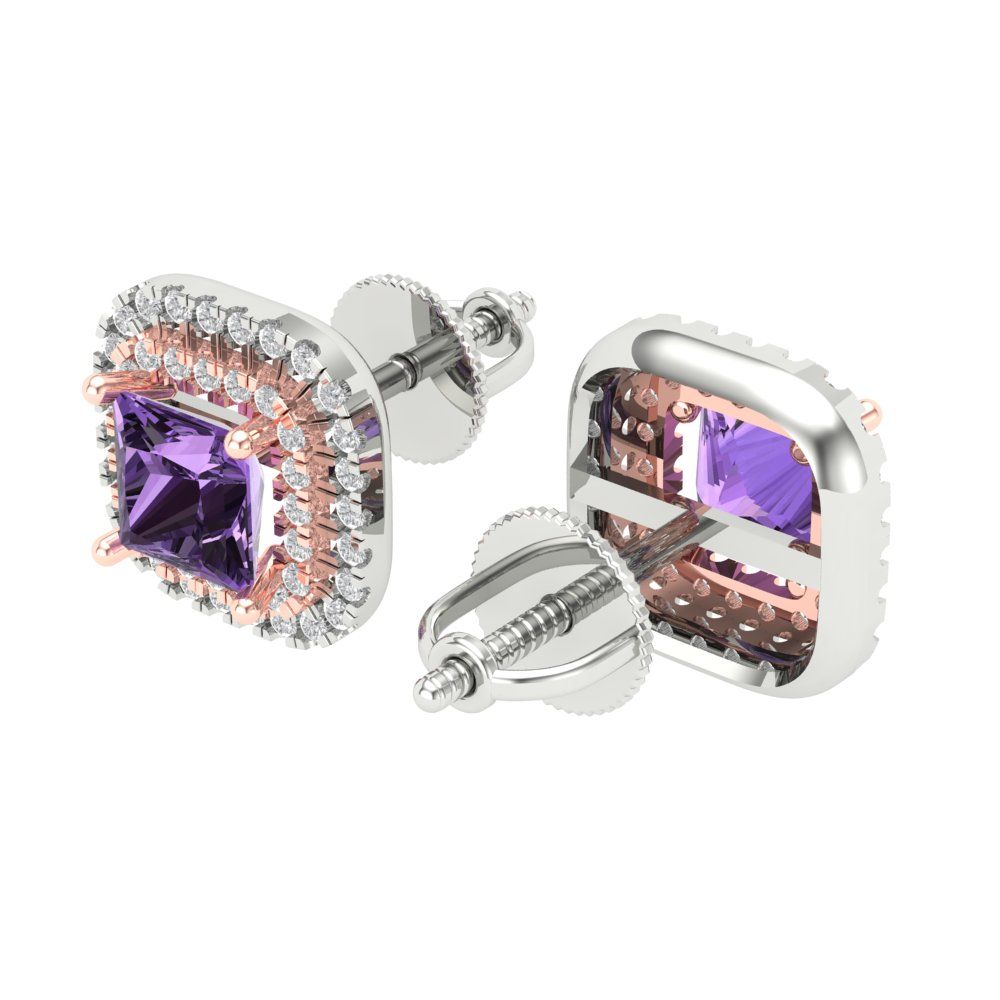1.73cttw Alexandrite Gold-Plated 925 Silver Screw Back Stud Earrings