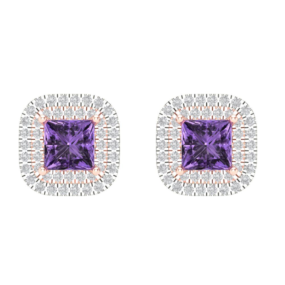 1.73cttw Alexandrite Gold-Plated 925 Silver Screw Back Stud Earrings