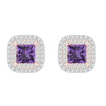 1.73cttw Alexandrite Gold-Plated 925 Silver Screw Back Stud Earrings
