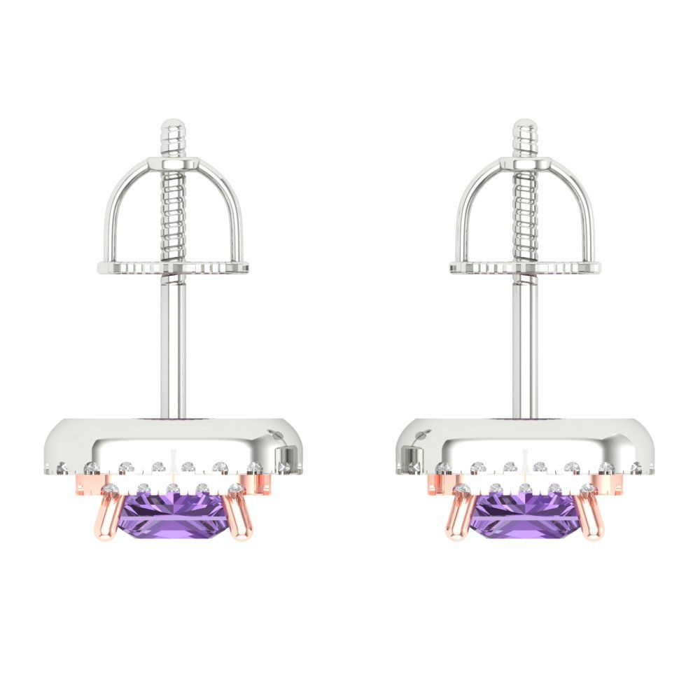 1.73cttw Alexandrite Gold-Plated 925 Silver Screw Back Stud Earrings