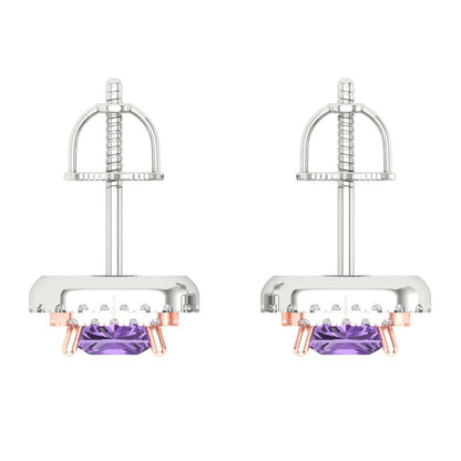 1.73cttw Alexandrite Gold-Plated 925 Silver Screw Back Stud Earrings