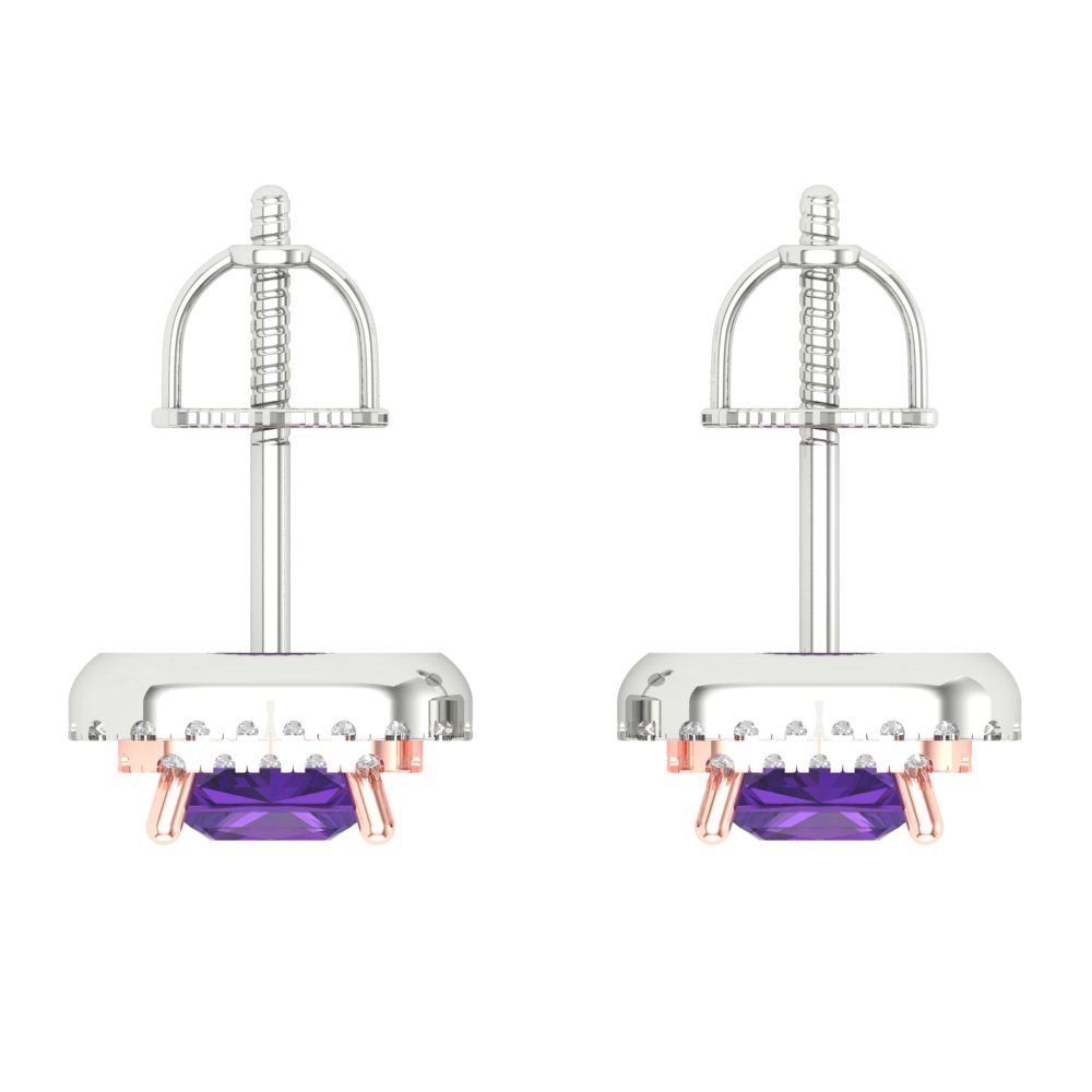 1.73cttw Amethyst Gold-Plated 925 Silver Screw Back Stud Earrings