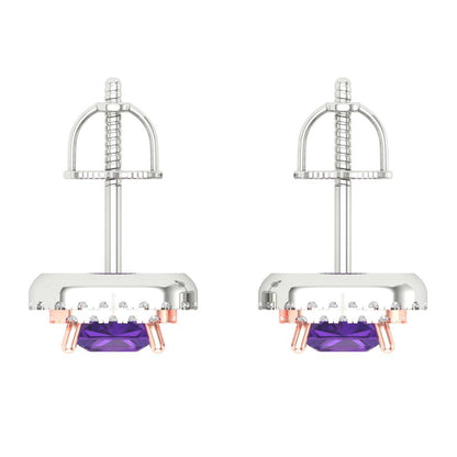1.73cttw Amethyst Gold-Plated 925 Silver Screw Back Stud Earrings