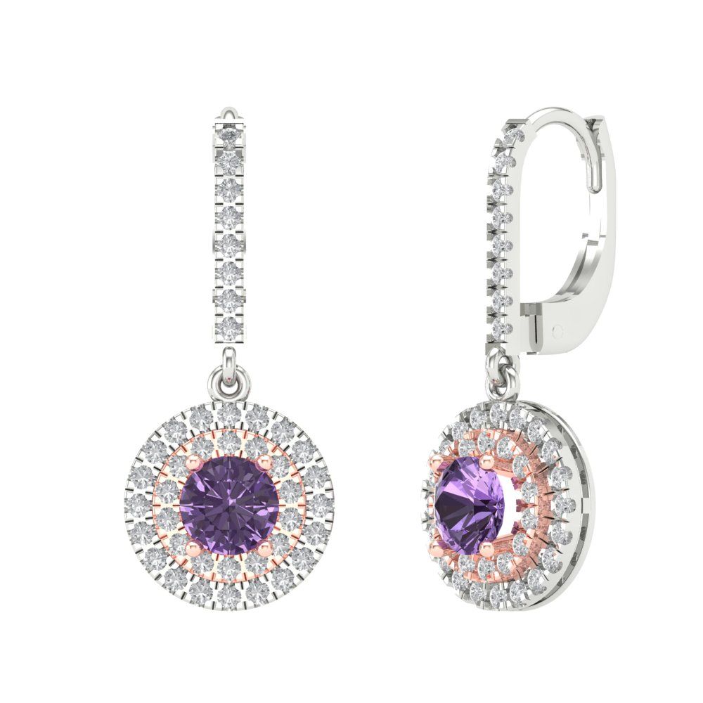 1.63cttw Alexandrite Gold-Plated 925 Silver Lever Back Drop Dangle Earrings