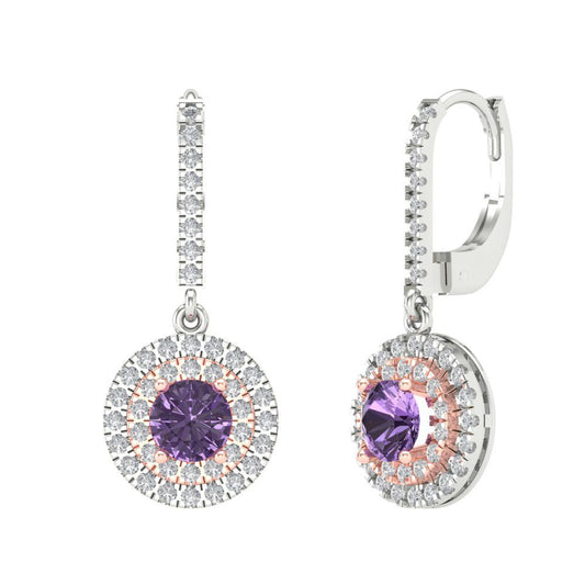 1.63cttw Alexandrite Gold-Plated 925 Silver Lever Back Drop Dangle Earrings