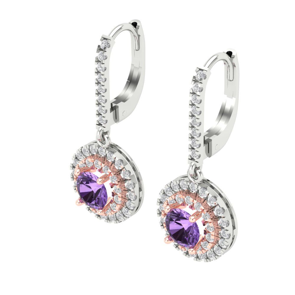 1.63cttw Alexandrite Gold-Plated 925 Silver Lever Back Drop Dangle Earrings