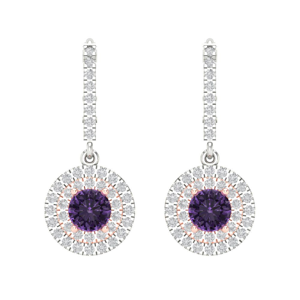 1.63cttw Alexandrite Gold-Plated 925 Silver Lever Back Drop Dangle Earrings