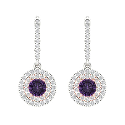 1.63cttw Alexandrite Gold-Plated 925 Silver Lever Back Drop Dangle Earrings