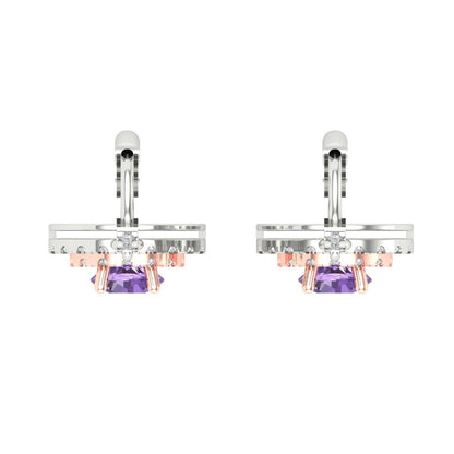 1.63cttw Alexandrite Gold-Plated 925 Silver Lever Back Drop Dangle Earrings