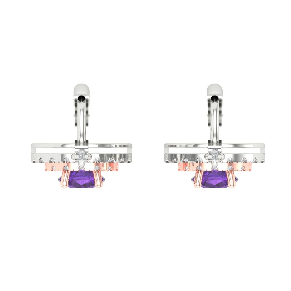 1.63cttw Amethyst Gold-Plated 925 Silver Lever Back Drop Dangle Earrings